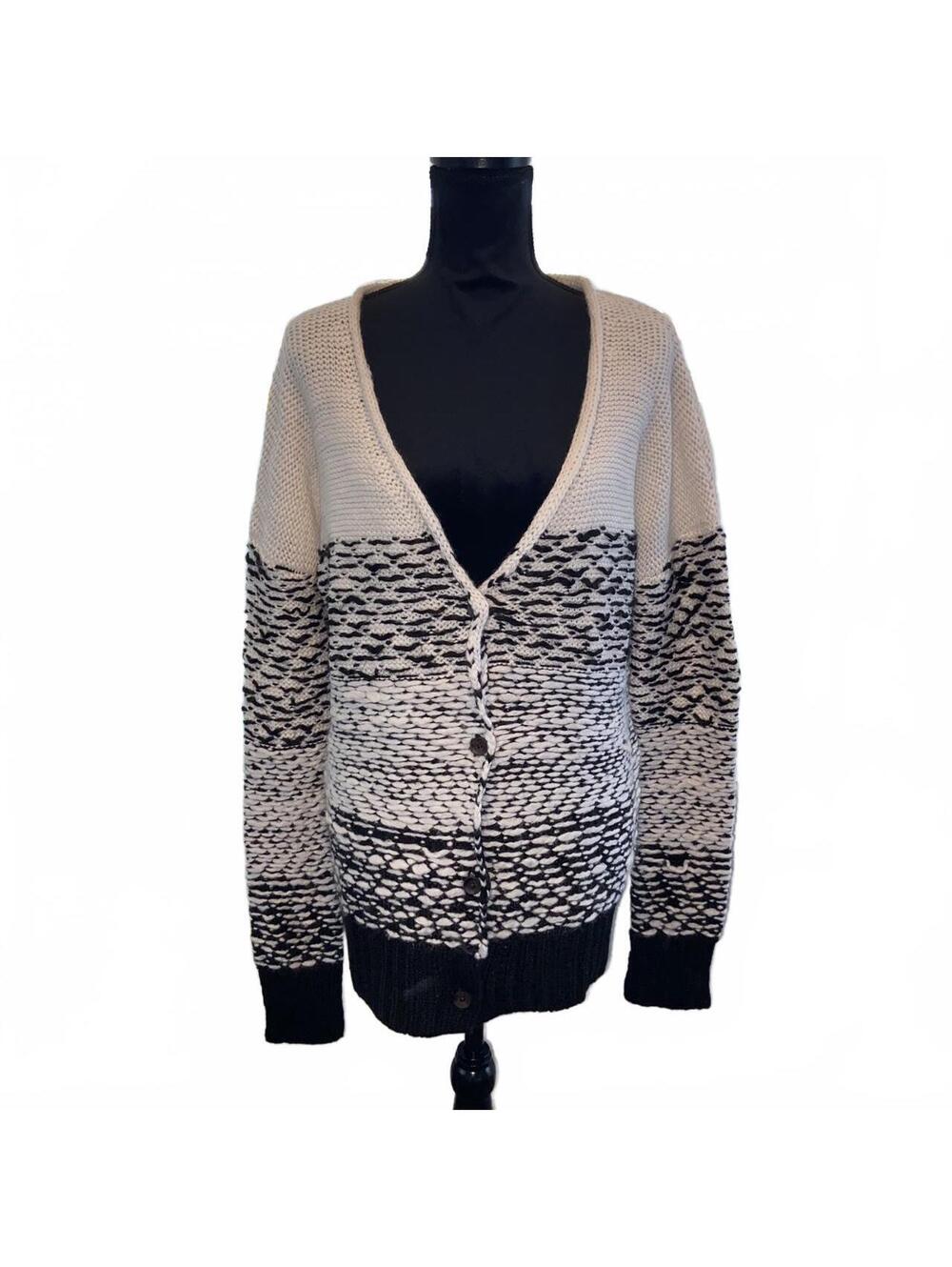 Roxy Cream and Black Cardigan Sweater